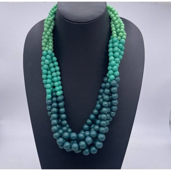 Multistrand Layered Beaded Statement Necklace Multicolor 26 Inches - Picture 2 of 4